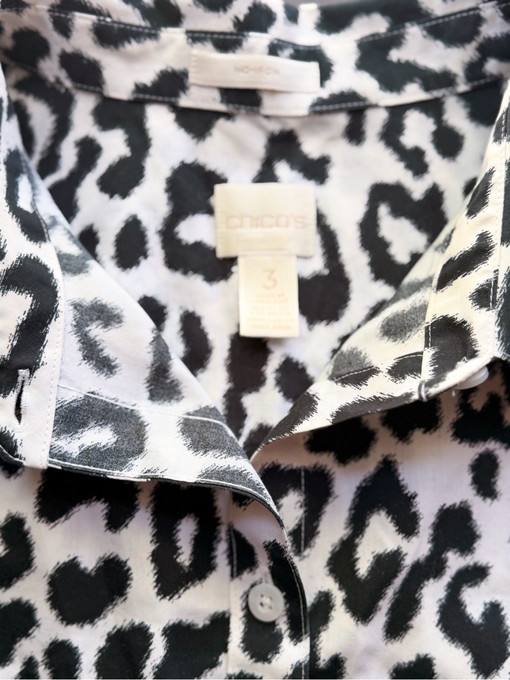 Chico’s Leopard Print 100% Cotton Button-Front Shirt Size 3/XL - Picture 6 of 7